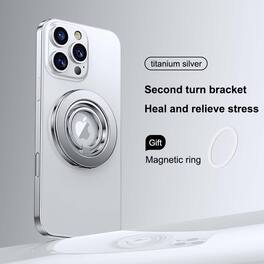 UUCOVER - Magnetic Phone Ring Holder Kickstand 360° Rotation Compatible with MagSafe Dual-Sided Strong Magnet Finger Grip Stand - Silver