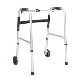 Emma + Oliver - Height-Adjust Lightweight Foldable Walker with Dual-Type Frame - Black/Silver
