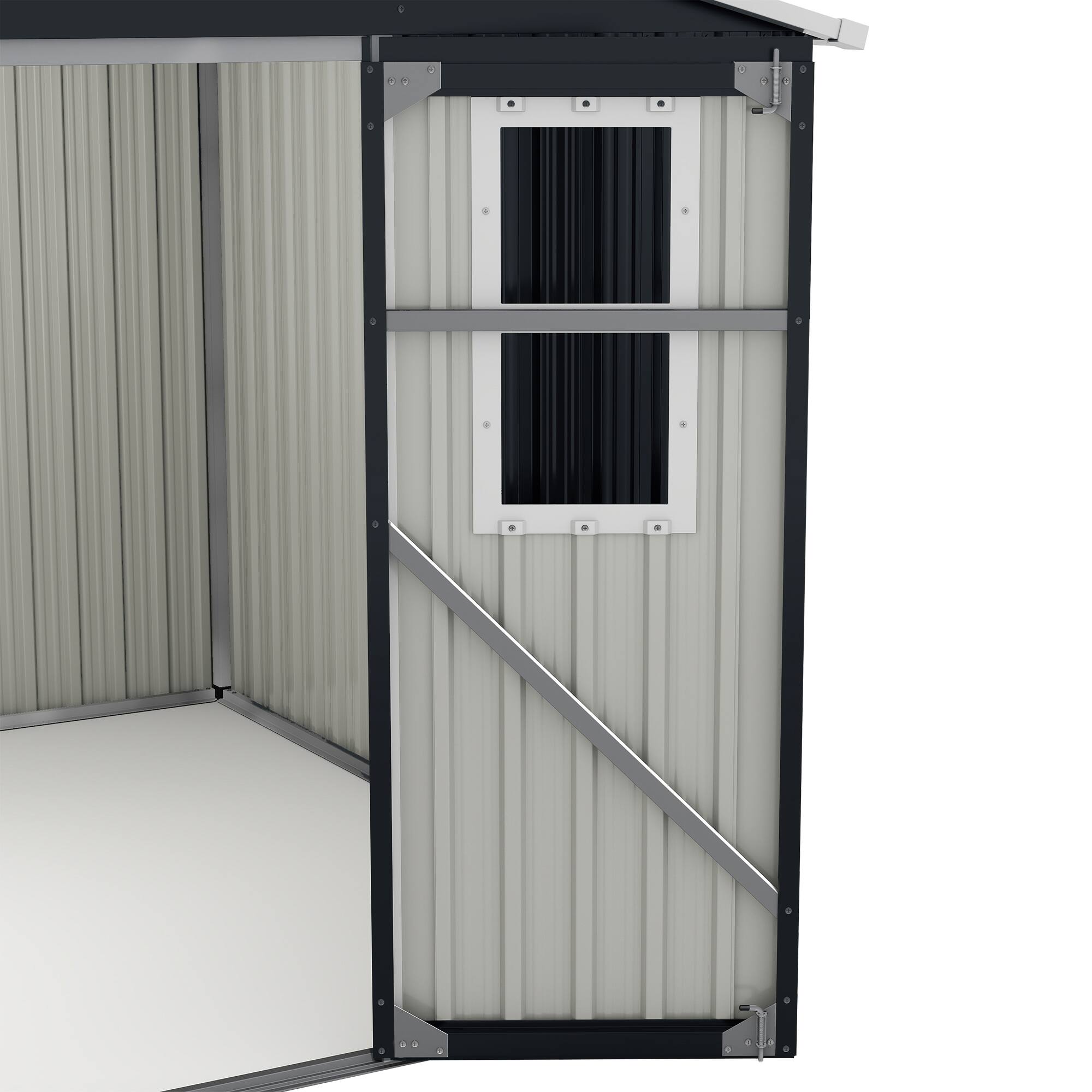 Alt View 8. Mondawe - 8x10 FT Outdoor Storage Shed with Protective Film, Four Daylight Windows and Lockable Doors - Dark Gray.