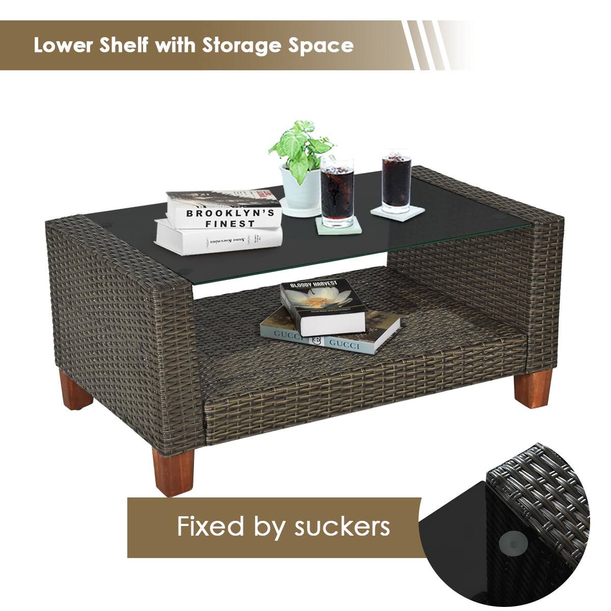 Lower Shelf with Storage Space

BROOKLYN'S FINEST

GUCCI

Fixed by suckers