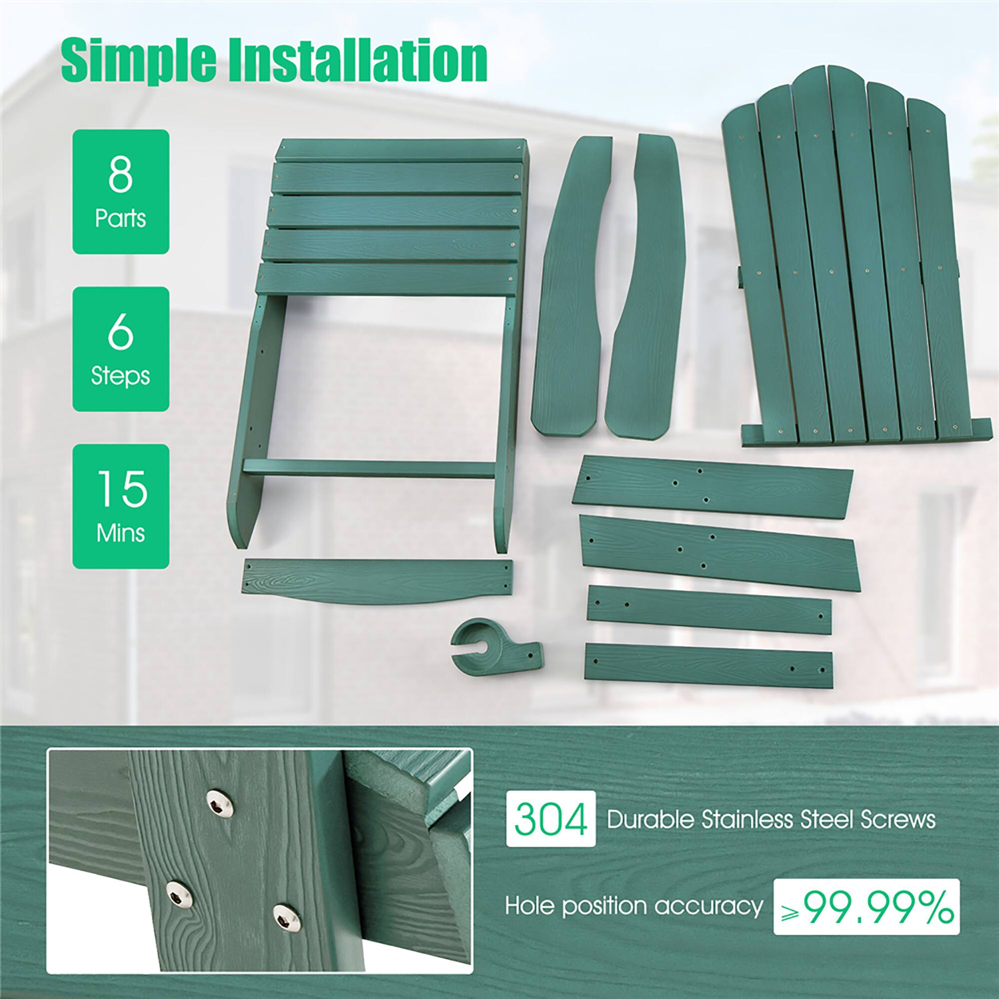 Simple Installation
8 Parts
6 Steps
15 Mins
304 Durable Stainless Steel Screws
Hole position accuracy 99.99%