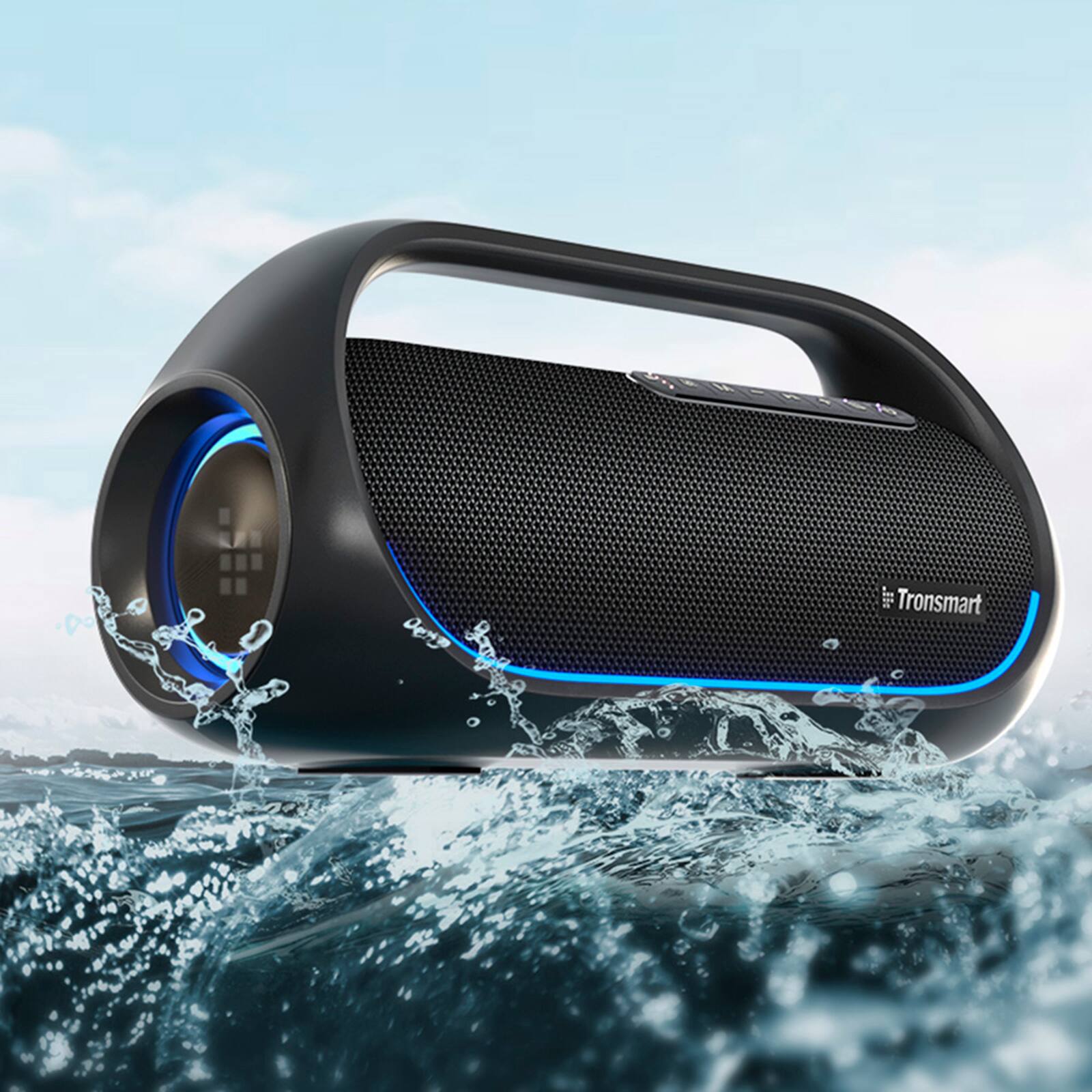 Back. Tronsmart - Bang Portable Speaker, 60W Loud Stereo Sound, IPX6 Waterproof Bluetooth Speaker with PowerBank, 15H Playtime, Outdoor - Black.