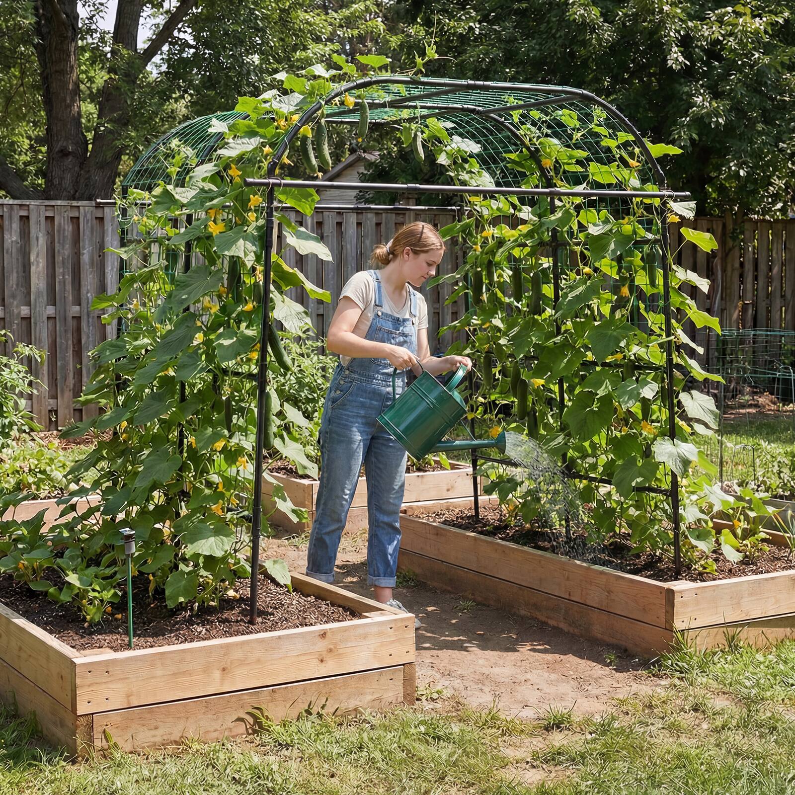 Alt View 1. Costway - Costway Metal Garden Arch Trellis for Climbing Plants Outdoor, Wide Cucumber Trellis - Black.