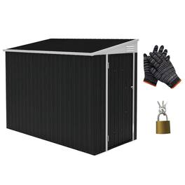 Outsunny - 4' x 7.7' Metal Outdoor Storage Shed, Lean to Storage Shed, Garden Tool Storage House with Lockable Door