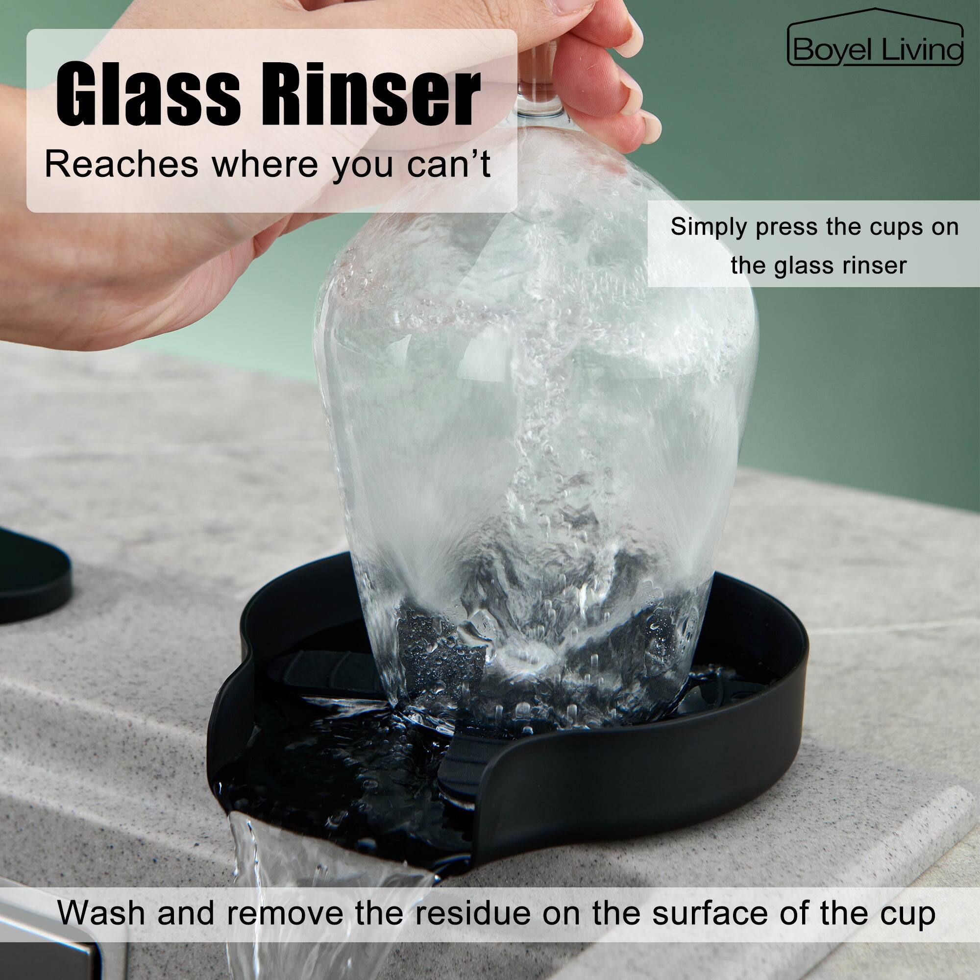 Glass Rinser Reaches where you can't Boyel Living

Simply press the cups on the glass rinser

Wash and remove the residue on the surface of the cup