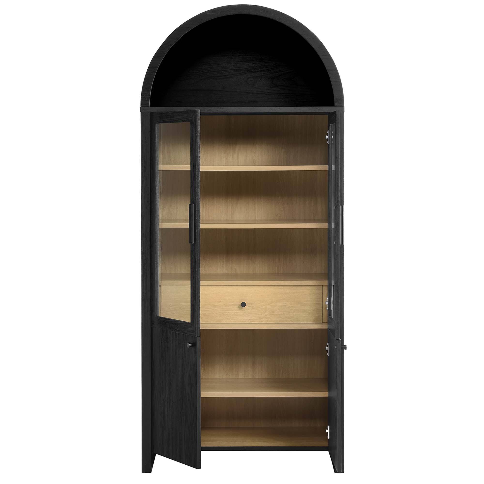 Alt View 6. Modway - Evie Arched Tall Display Cabinet by Modway - Black Oak.
