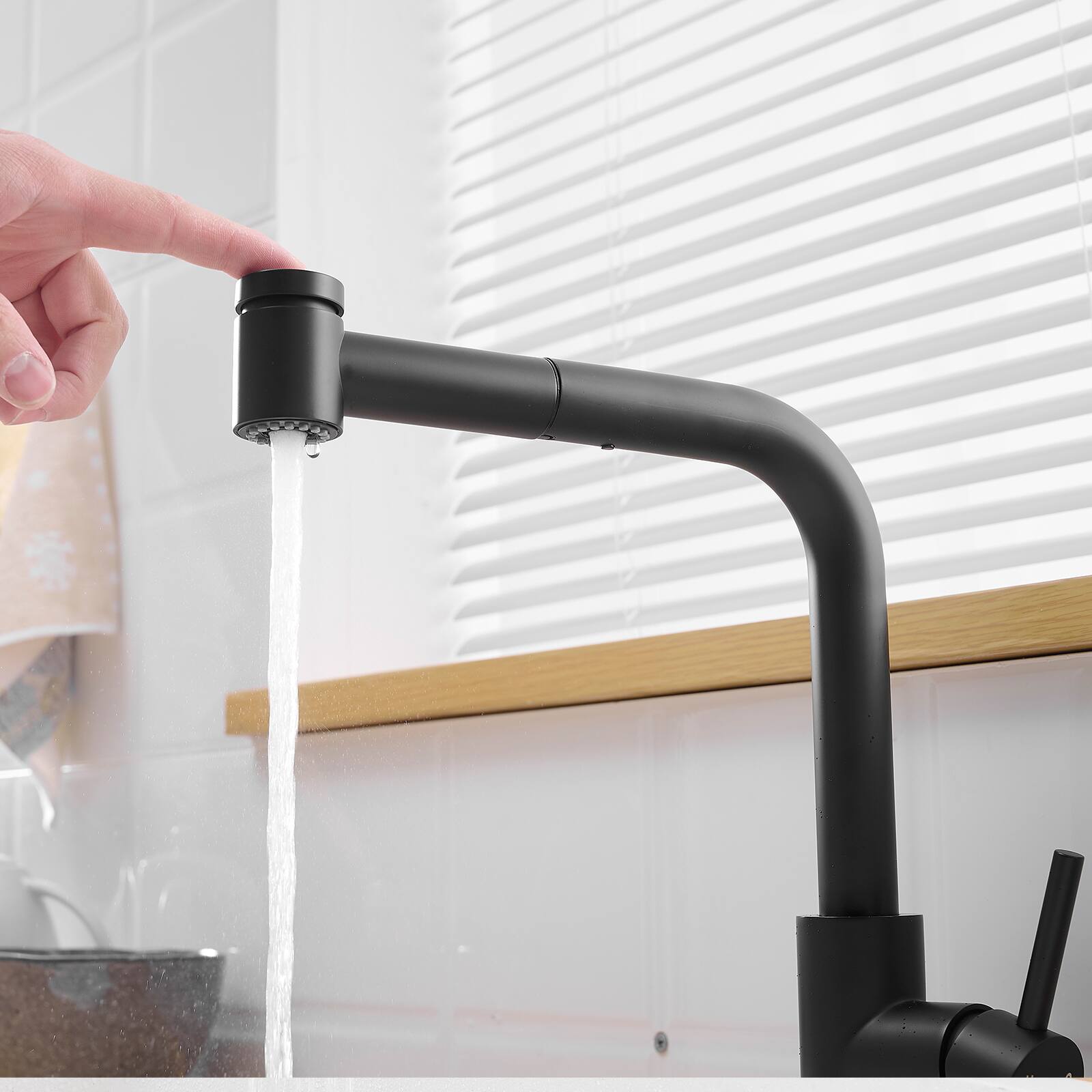 Alt View 1. Siljoy - Sink Faucet, Black Kitchen Faucets with Pull out Sprayer, Bathroom Sink Faucets Mini Bar Prep Faucet - Black.