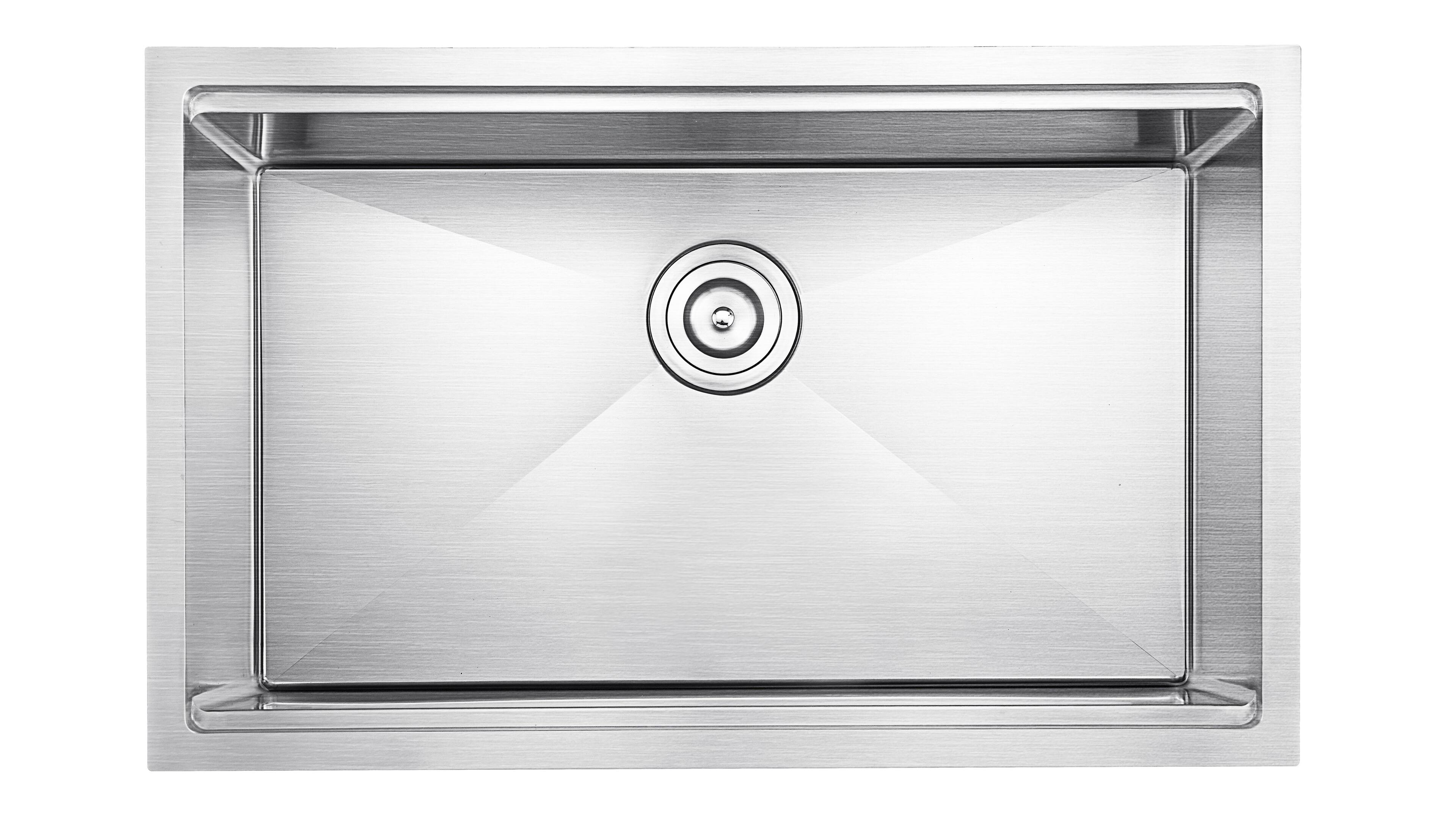 Alt View 9. Akicon - Akicon 30 in. Undermount 18-Gauge Single Bowl Basin Stainless Steel Kitchen Sink with Grid, Board and Accessories - Silver.
