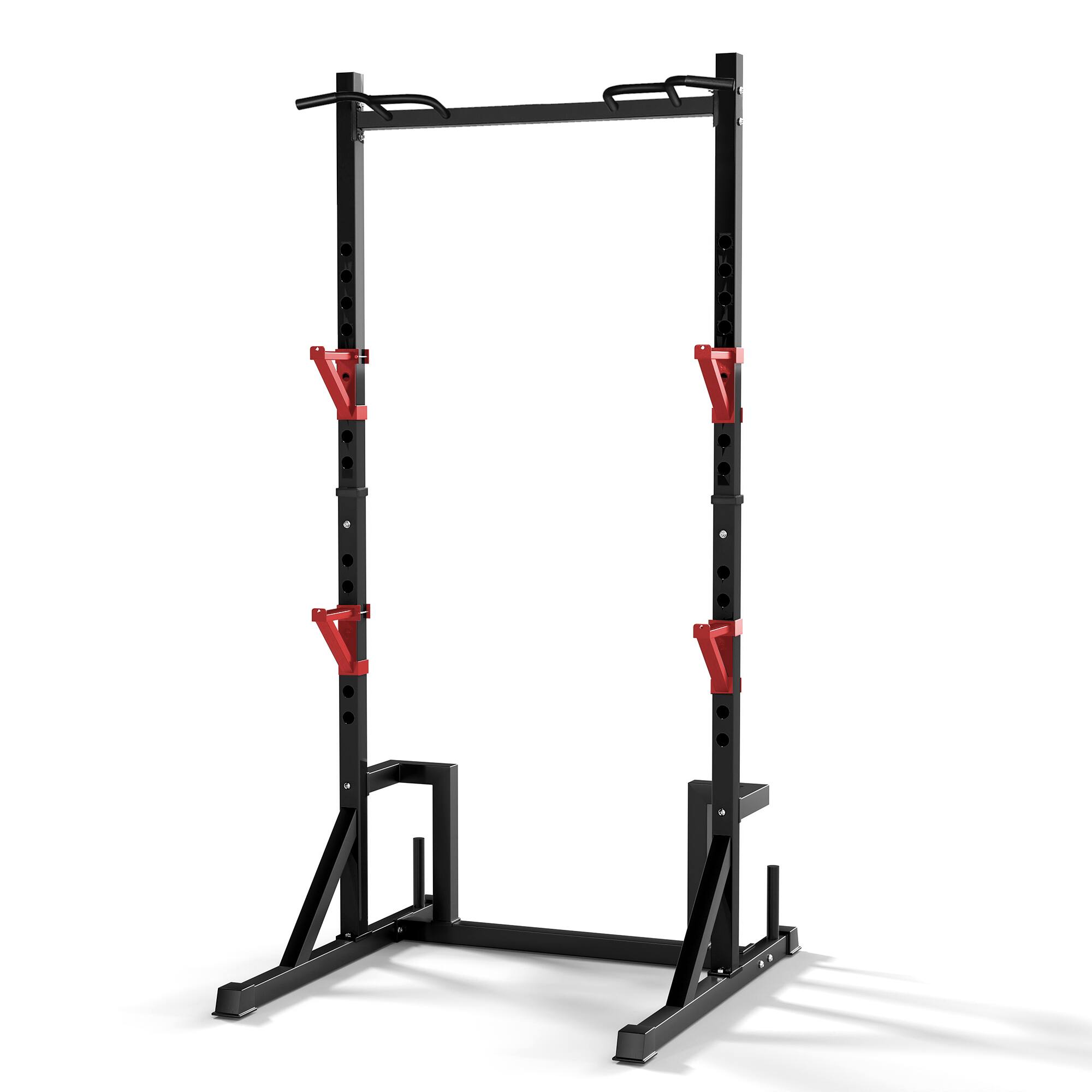 Angle. Brick Attic - 700LB Height Adjustable Power Rack with Pull up Bar Muscles Trainer,    Pull up Rack for Home Gym Equipment - Black.