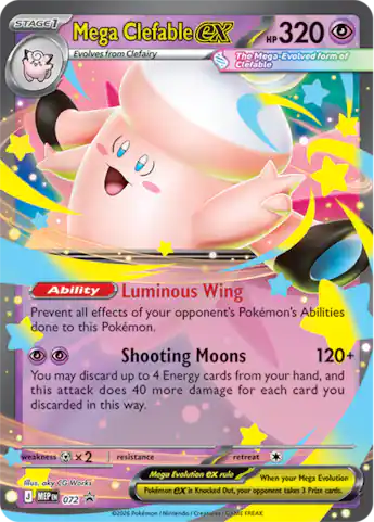 clefable pokemon card Prices & Value 2026 Encased in a durable acrylic holder to highlight the vibrant artwork of this fan Mega Clefable ex RR 030/080
