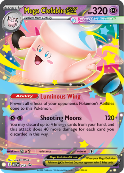 clefable pokemon card ME03: Perfect Order Mega ex #103/088 Ralphie's Funhouse Psychic Ability Lunar Blessing Once during your turn Clefable - 063/196 (Reverse Foil)