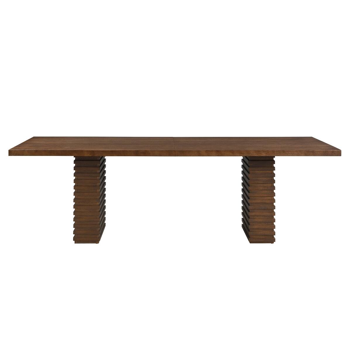 Back. Loheer - Loheer 95 Inch Walnut Dining Table, Solid Wood and MDF, Seats 8 - Walnut.