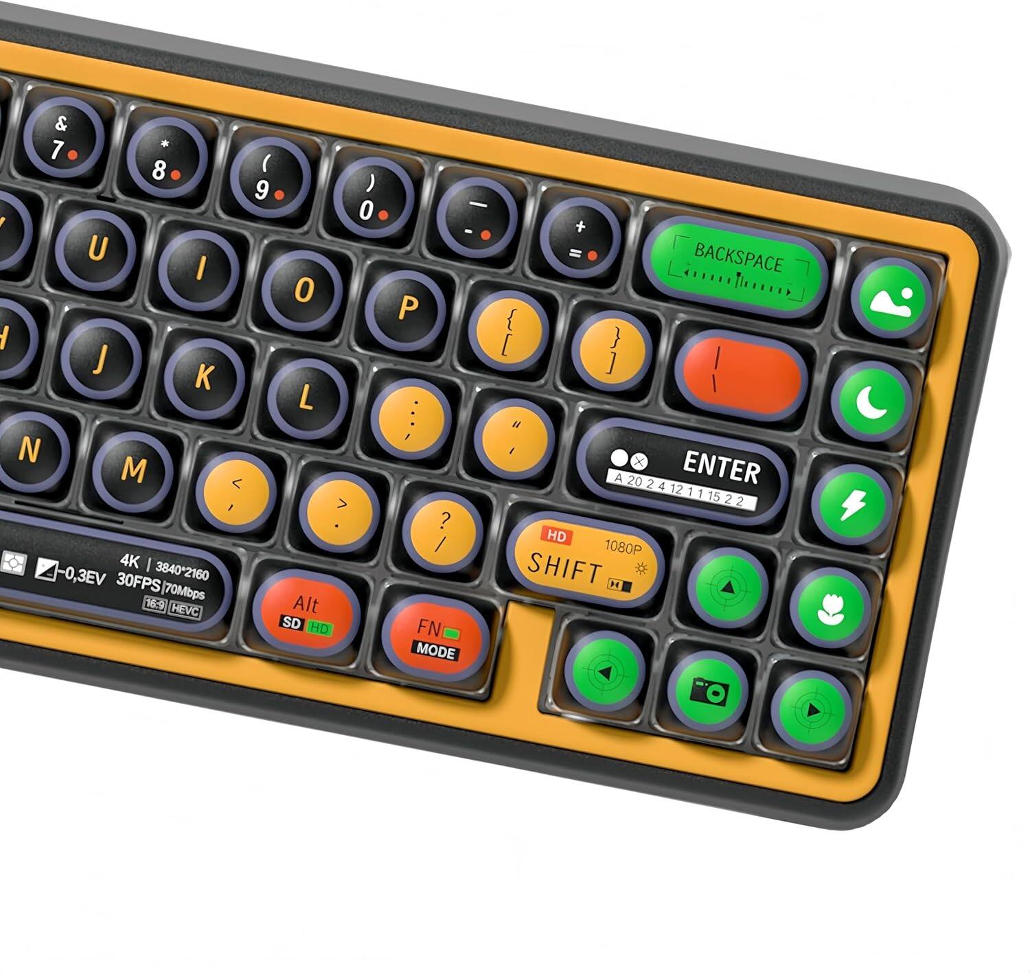 & 7 8 ( 9 ) 0 7 U I 0 I J K L N M < I V 4K -0,3EV 30FPS 3840*2160 16:9 |70Mbps Alt HEVC SD HD - - P  ? / FN MODE + = BACKSPACE { [ } [ I  / X ENTER A 20 2 12 1 15 2 HD 1080P SHIFT H