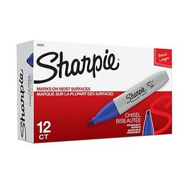 Sharpie - Permanent Marker, Chisel Tip, Blue, Dozen (38203)