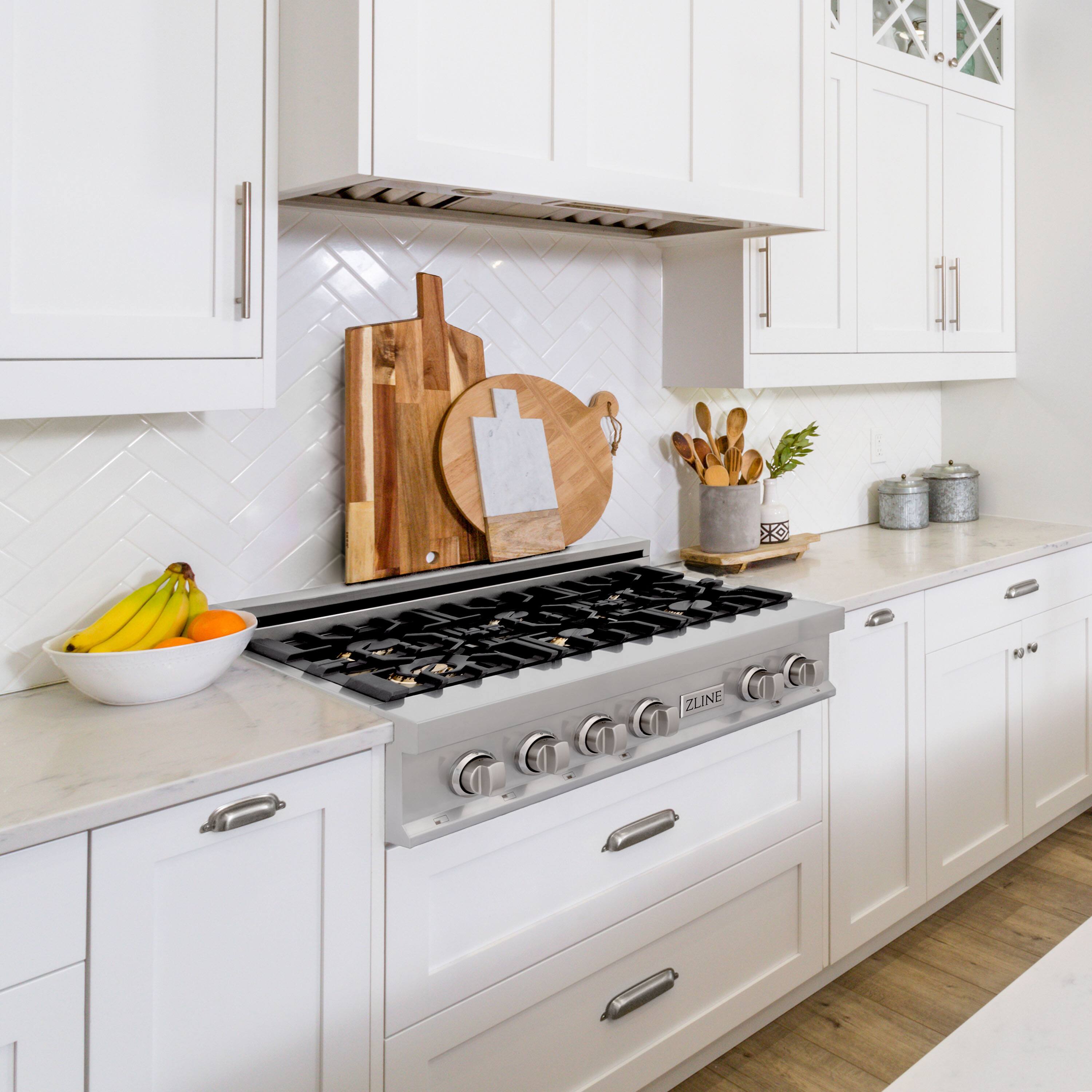 Alt View 5. ZLINE - ZLINE 30 in. Legacy Rangetop w/ 4 Brass Burners and Porcelain Cooktop in Stainless Steel - Stainless Steel.