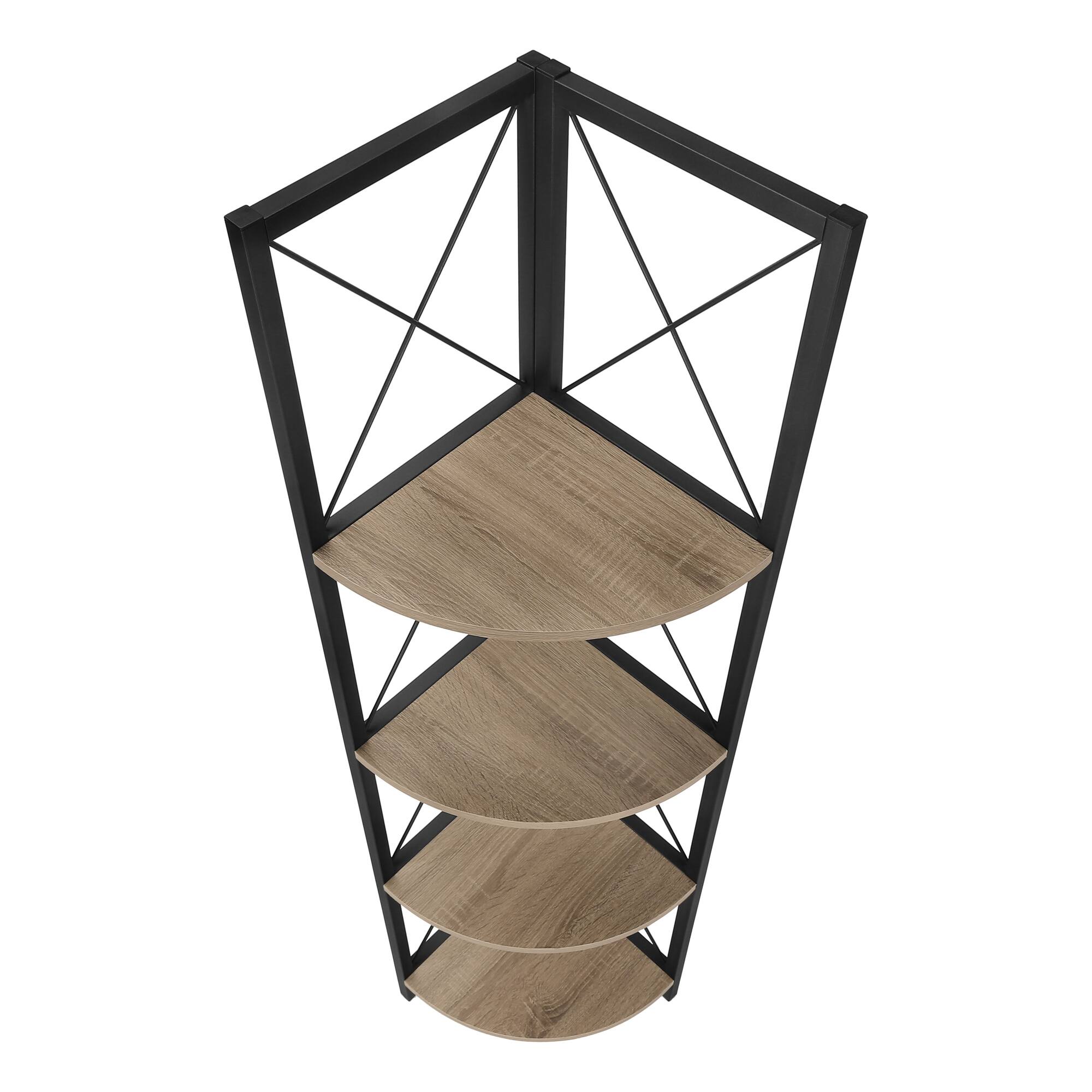 Alt View 4. Spaco - Spaco Modern 4 Tier 60 Inch Corner Bookshelf, Metal Industrial for Living Room Bedroom Office - taupe.