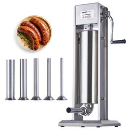 VEVOR - Manual Sausage Stuffer, 7 L / 15 LBS Vertical Sausage Machine, Dual-Speed Meat Stuffer, Made of Food-Grade - Silver