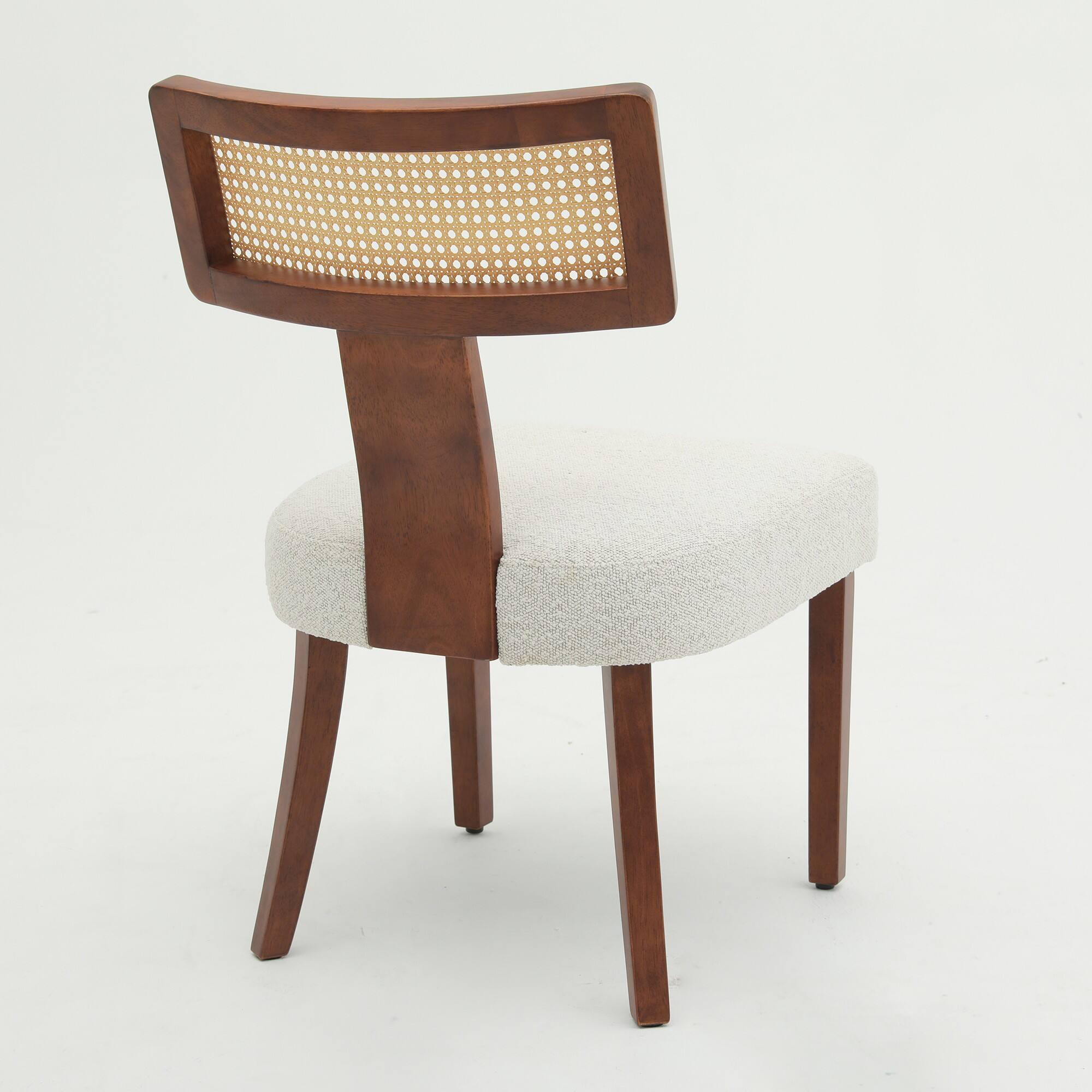 Alt View 1. PexFix - Solid Wood & Rattan Dining Chairs Set of 2, Mid Century Modern Accent Chairs for Kitchen, Dining Room - Walnut.