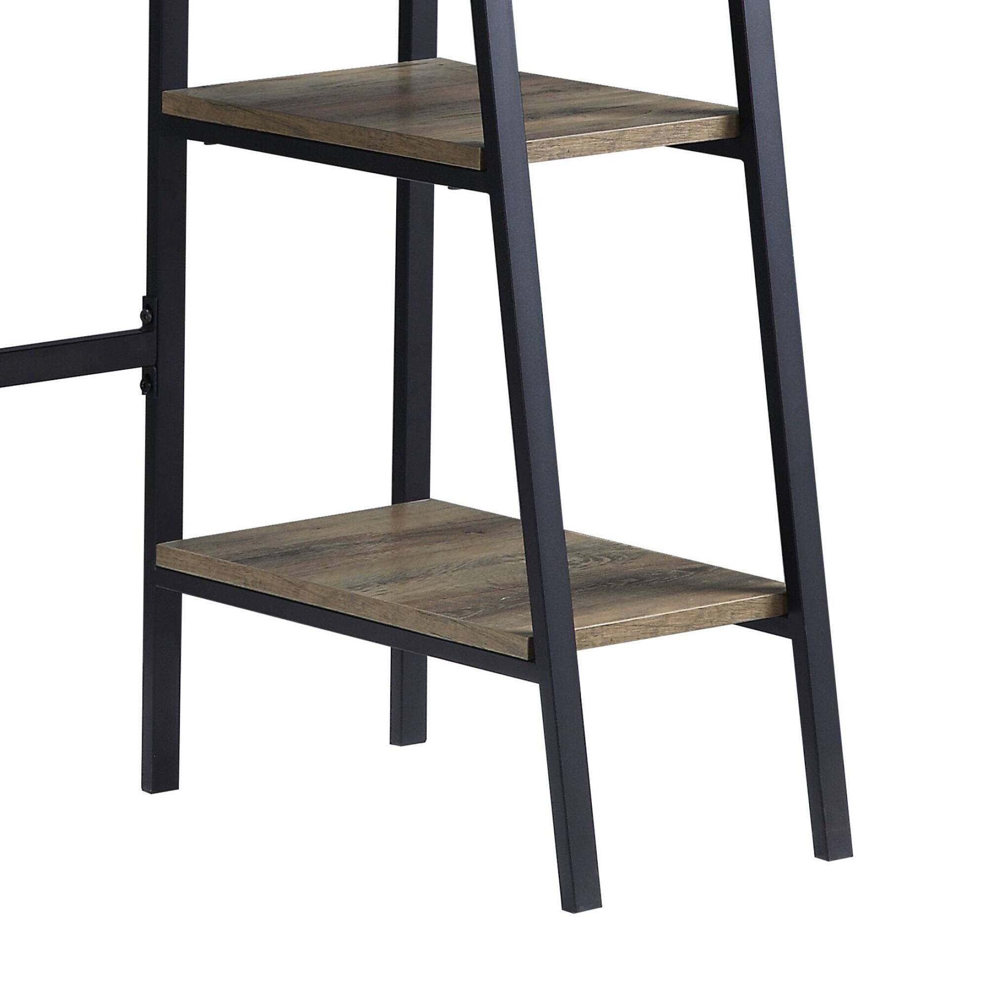 Alt View 7. GOODSILO - Rustic Oak Writing Desk with Black Metal Legs and Integrated Storage Shelf for Modern Home Office - Oak.