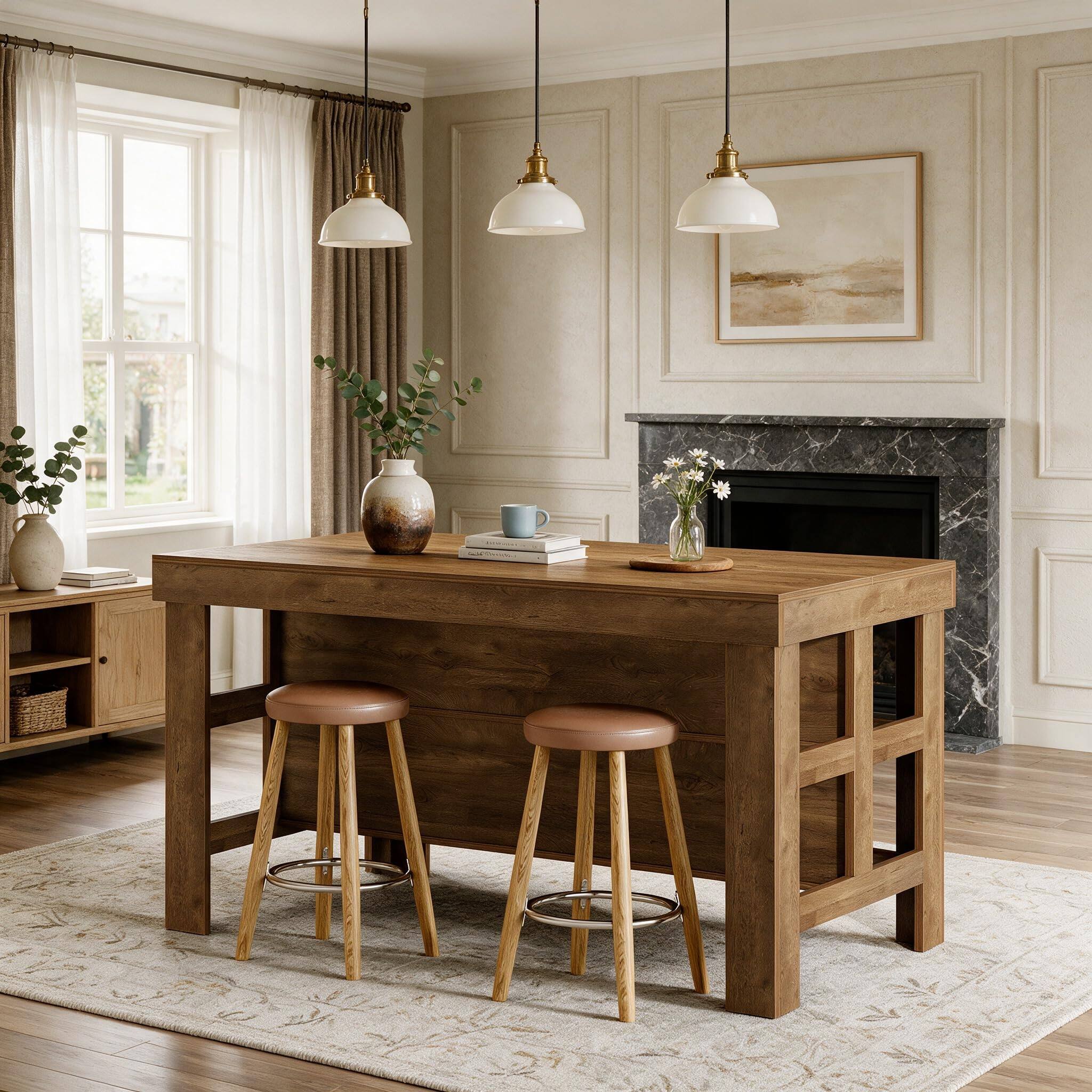 Back. Tribesigns - Kitchen Island with Storage Shelves (Vintage Brown) - Vintage Brown.