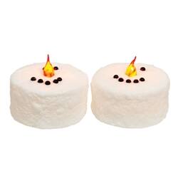 Angle. BreeBe - 2/Set - Snowman Face Wax LED Timer Tealights - White.