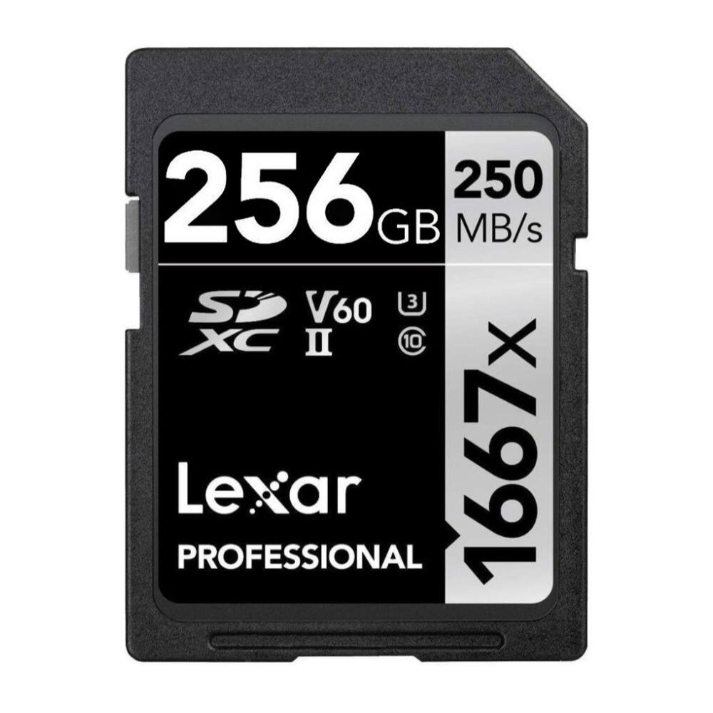 256 GB  
250 MB/s  
V60  
XC II  
Lexar PROFESSIONAL  
1667x