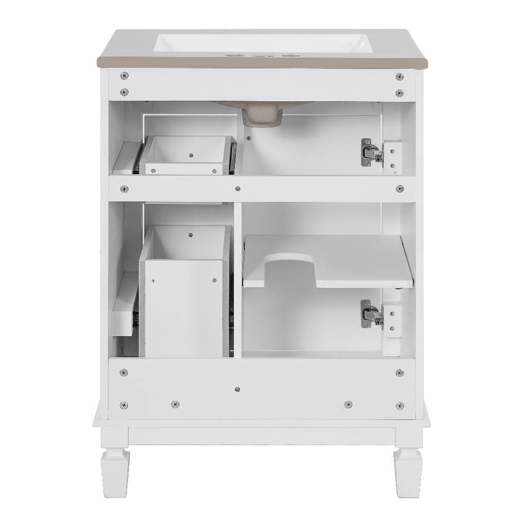 Alt View 10. Loheer - Loheer 24 inch bathroom vanity with sink White Small Bathroom Sink Cabinet Solid Wood Frame - White.