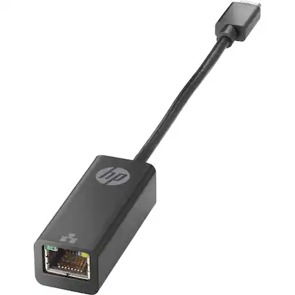 Front. HP - HP USB-C to RJ45 Adapter G2 (4Z527AA) - USB Type C - 1 Gbit/s Data Transfer Rate - 1 Port(s) - 1 - Twisted Pair - Black.