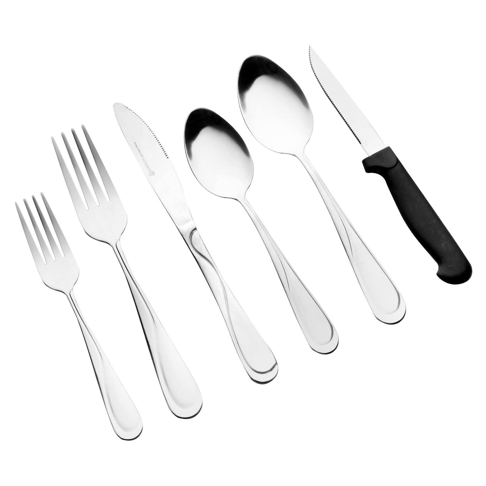 Alt View 3. Gibson - Gibson Home Trillium Plus 24 Piece Stainless Steel Flatware Set with 4 Steak Knives - Silver.