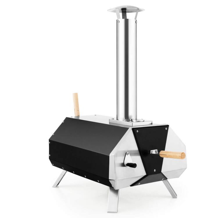 Alt View 5. Mondawe - Portable Outdoor Pizza Oven with Stone and Peel, Wood Fired 12 Inch - Grey.