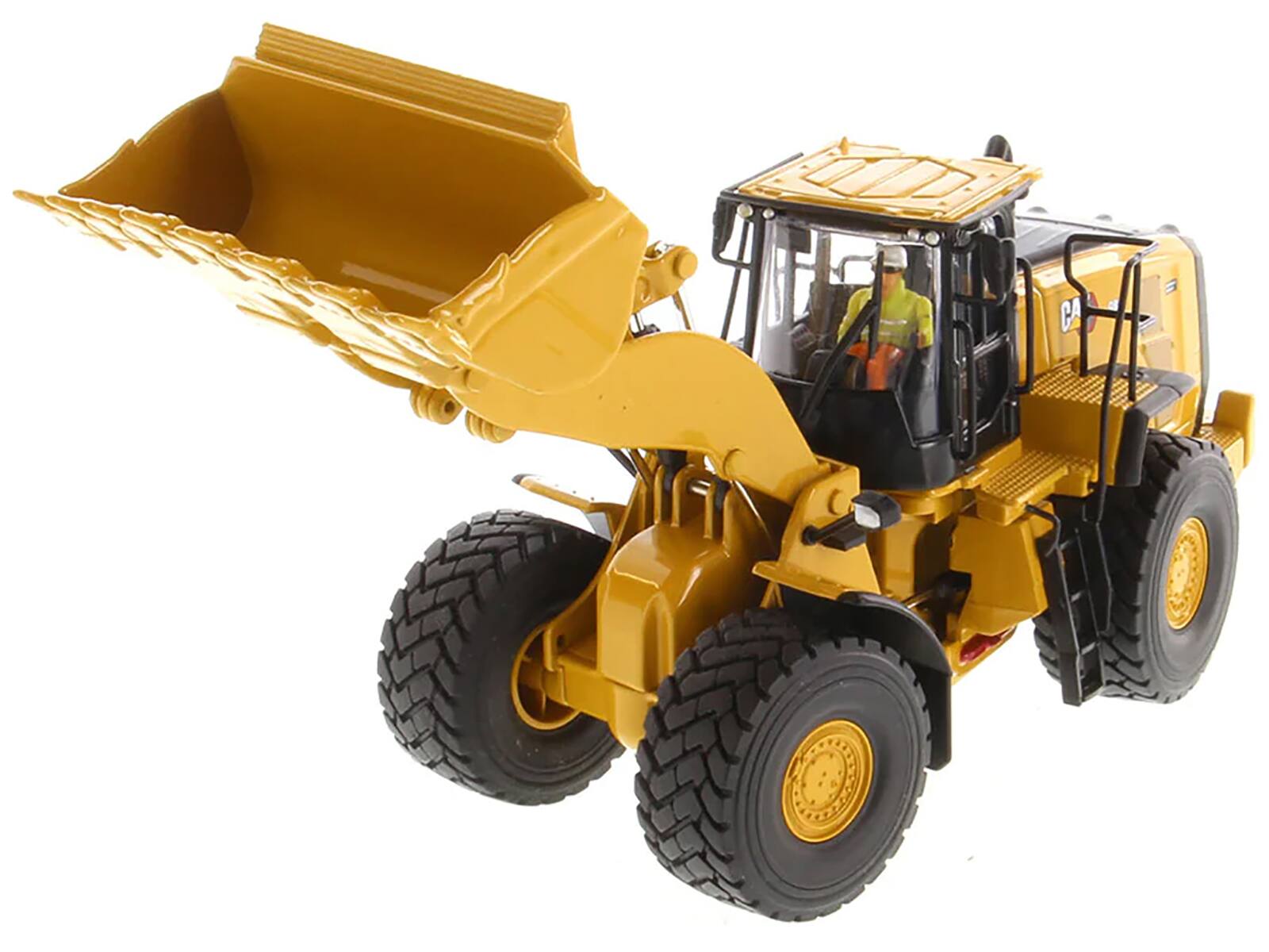 Back. Diecast Masters - CAT Caterpillar 980 Wheel Loader Yellow with Operator "High Line Series" 1/50 Diecast Model by Diecast Masters - Yellow .