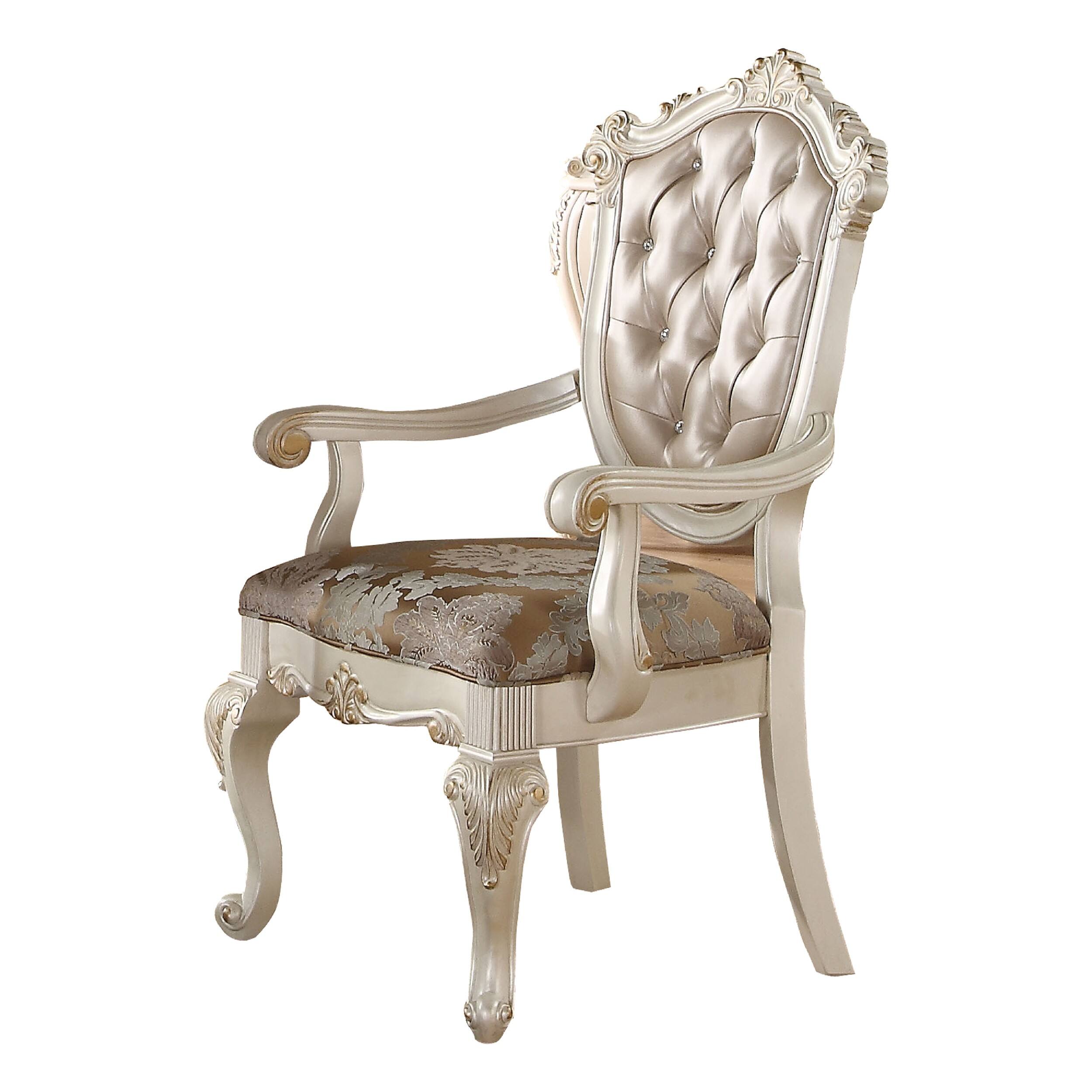 Alt View 1. Manhattan Lane - 28 Inch Vegan Faux Leather Dining Side Chair, Set of 2 - White and Brown.