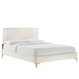 Modway - Zahra Channel Tufted Performance Velvet Queen Platform Bed - White
