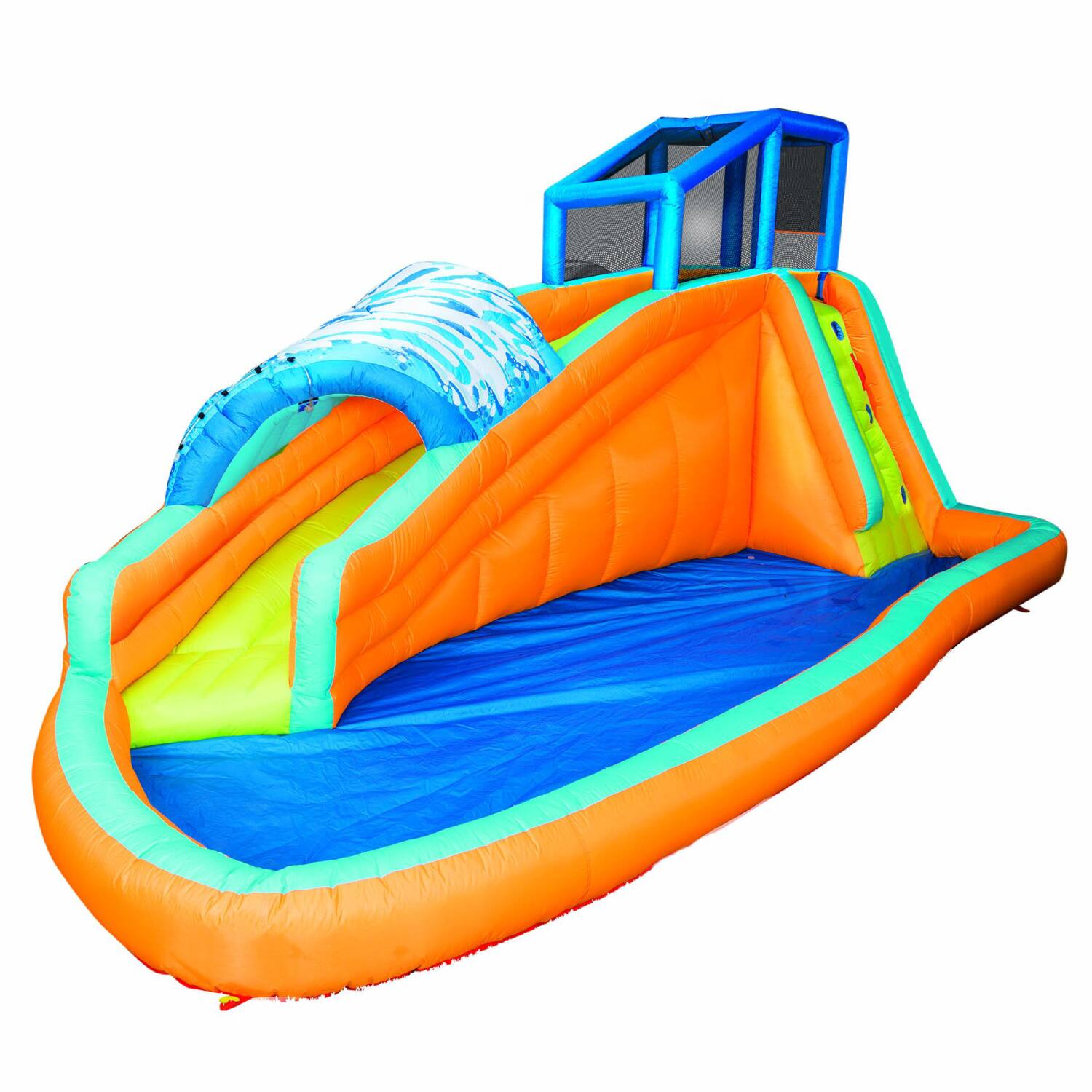 Front. Banzai - Banzai Surf Rider Kids Inflatable Outdoor Aqua Lagoon Water Slide Splash Park - Multicolor.