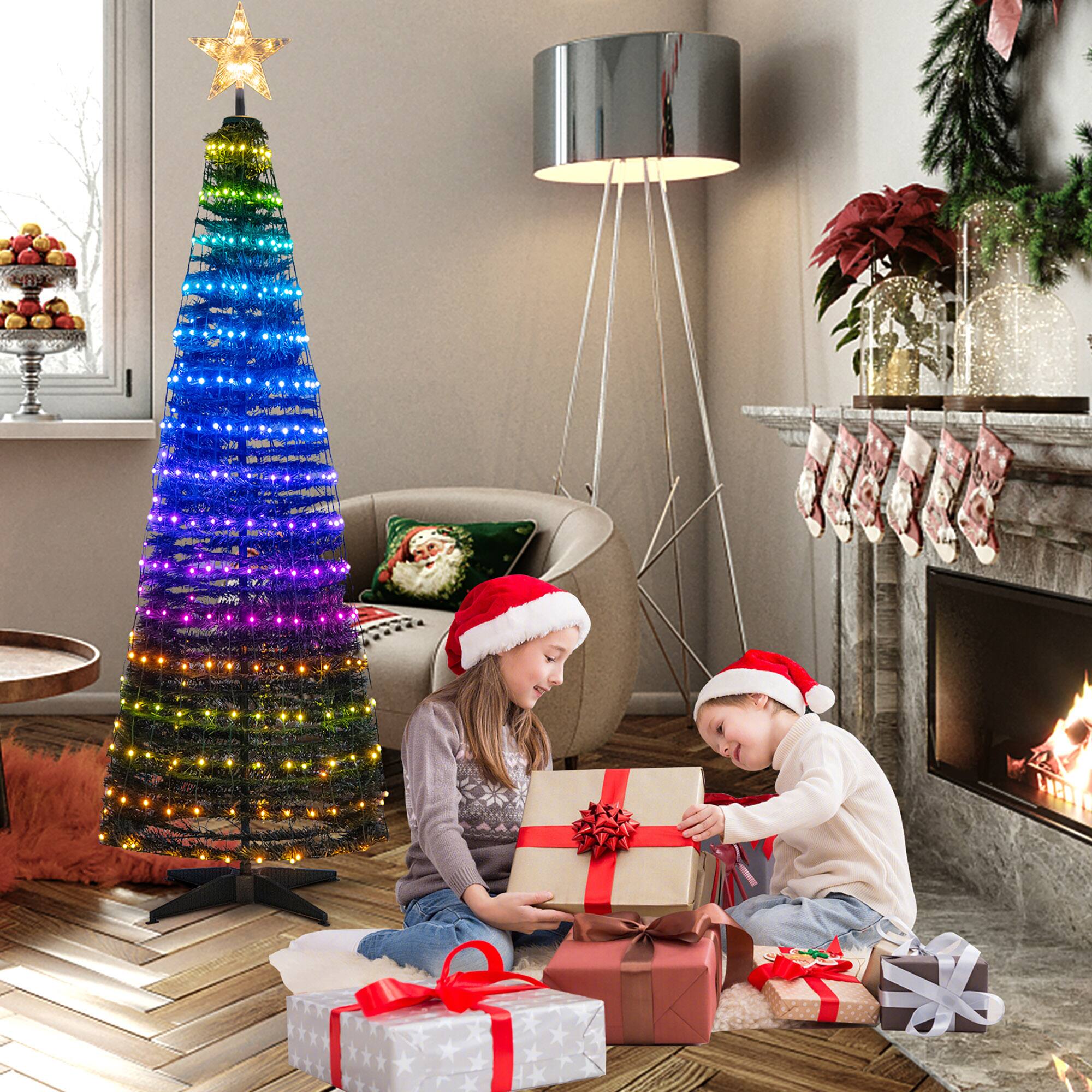 Alt View 4. Gymax - Gymax 6FT Retractable Smart Celebration Christmas Tree Pop-Up Decor w/ 282 LED Lights - Green.
