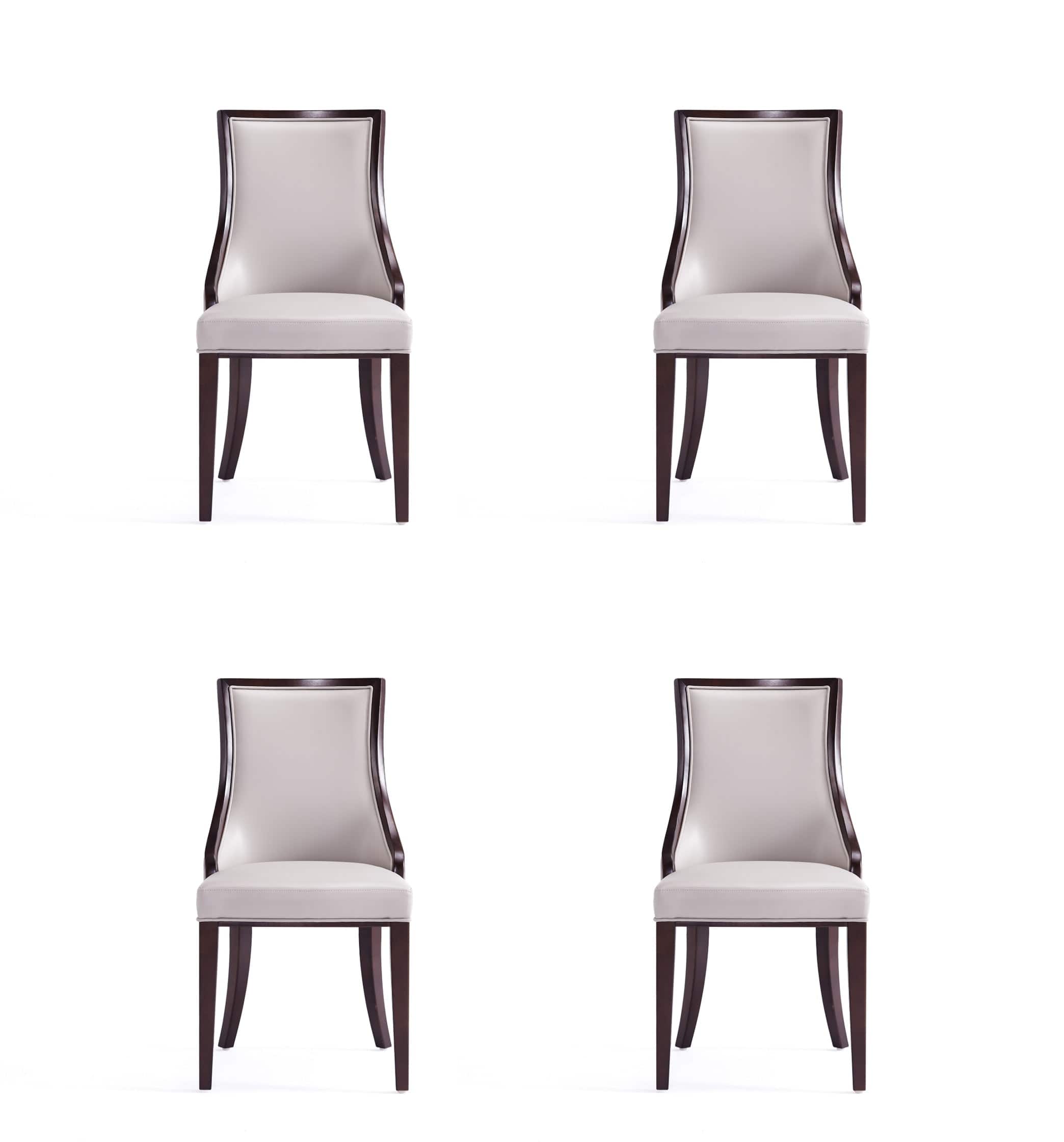 Manhattan Comfort - Grand Traditional Wood Upholstered Dining Chair - Set of 4 - Light Gray