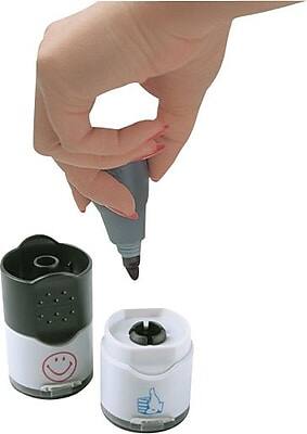 Alt View 2. Accu-Stamp - Cosco Accu-stamp Thumbs Up/Smiley Round Pre-Inked Stamp, 5/8" Dia., Red/Blue Ink - Multicolor.