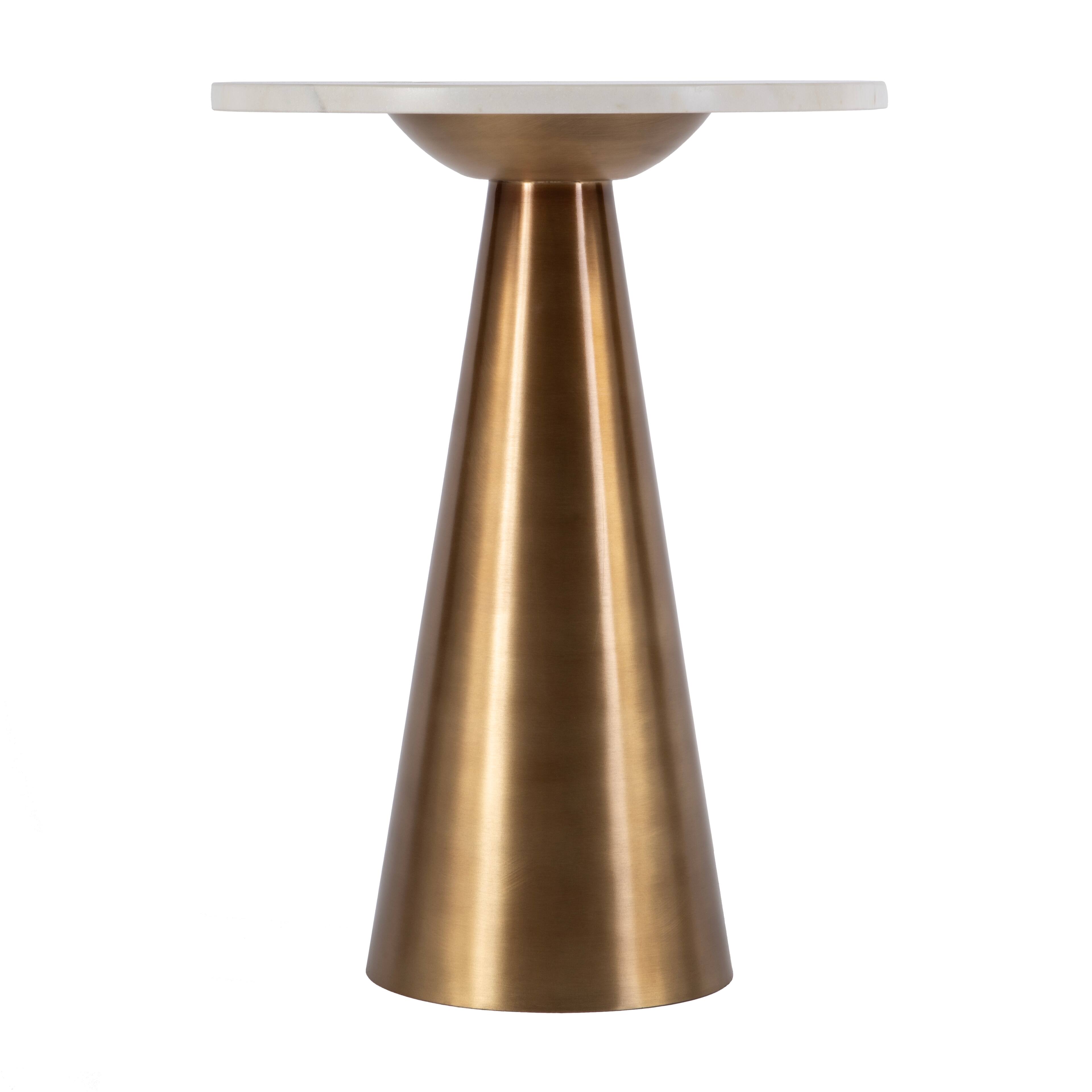 Alt View 2. Butler Specialty - Hallie 15 in. W Round Marble and Metal Side Table - Antique Gold.