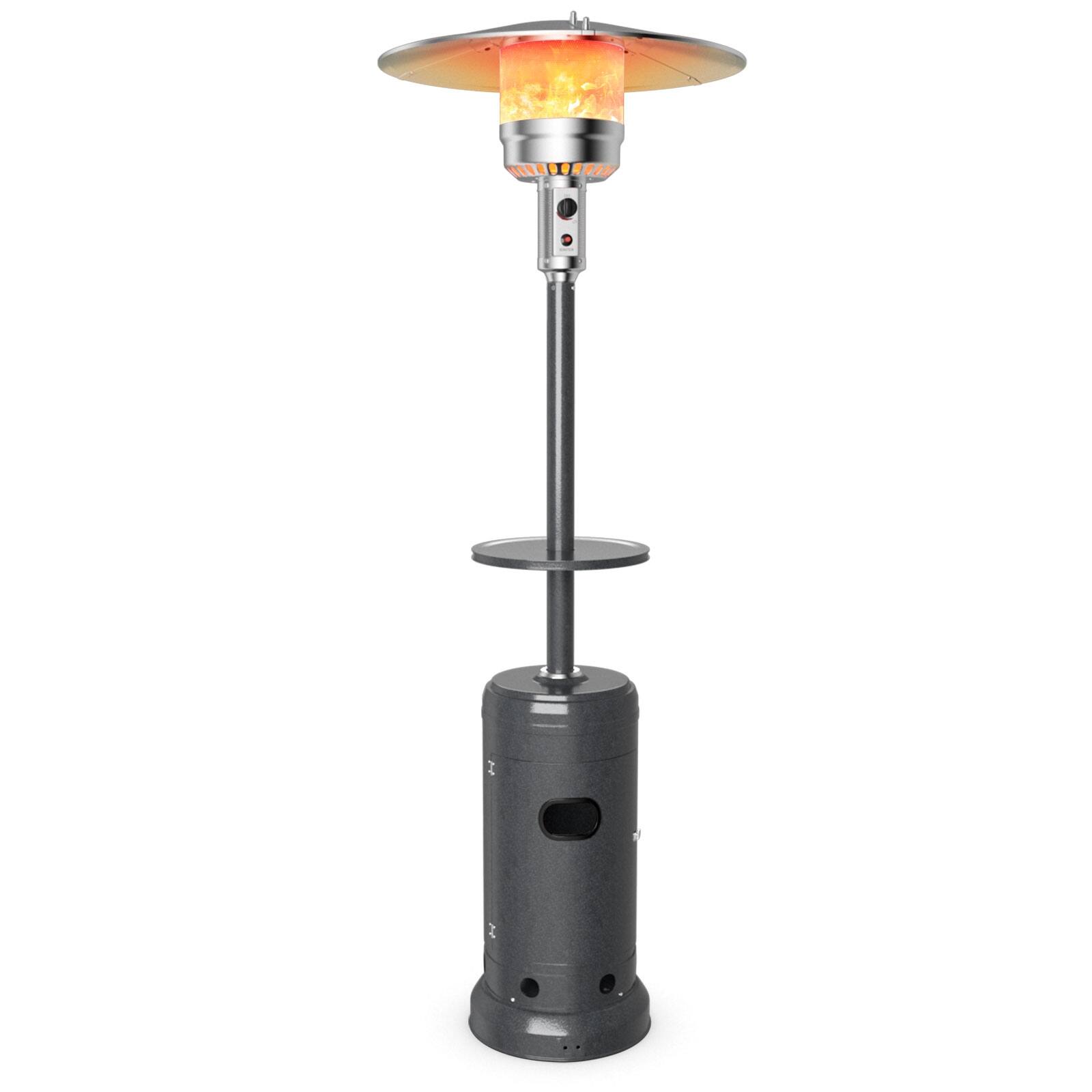 Front. Sugift - 48,000 BTU Standing Outdoor Heater Propane LP Gas Steel with Table and Wheels - Gray.
