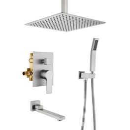 Boyel Living - 12-Inch Rain Shower System Brass SUS304 3-Function Valve Handheld 180° Spout cUPC - Brushed Nickel