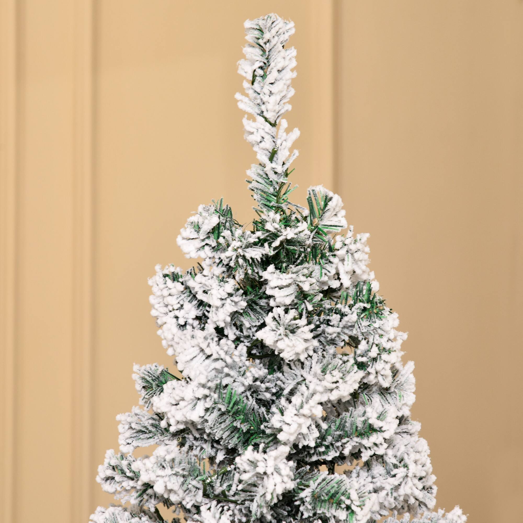 Alt View 7. Homcom - 6' Pre-Lit LED Snow Flocked Slim Artificial Christmas Tree w/ 462 Tips - Green.