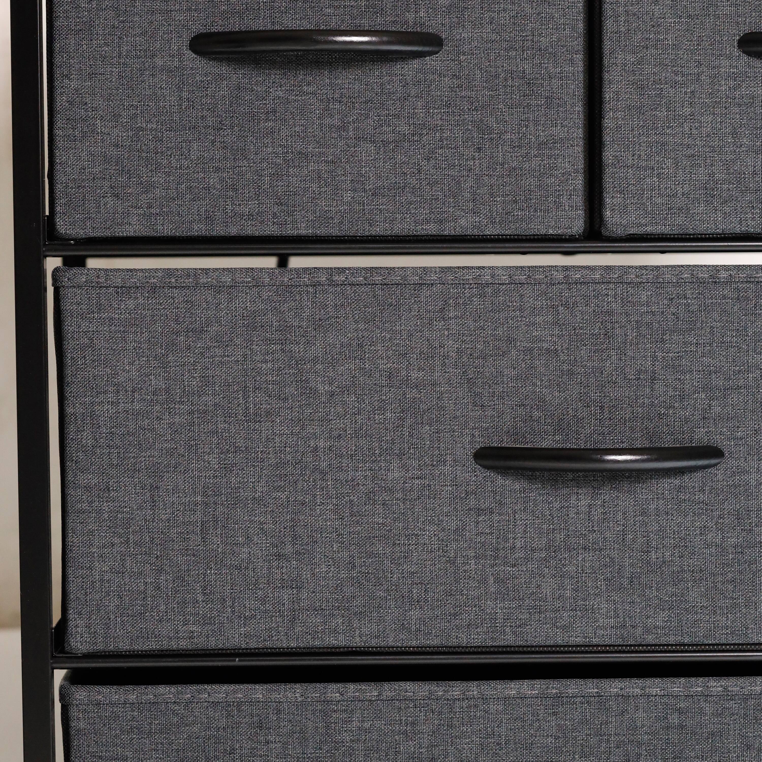 Alt View 9. Emma + Oliver - Charging Nightstand with 4 Fabric Drawers, 2 USB Ports, 1 Outlet - Charcoal Drawers/Black Frame.