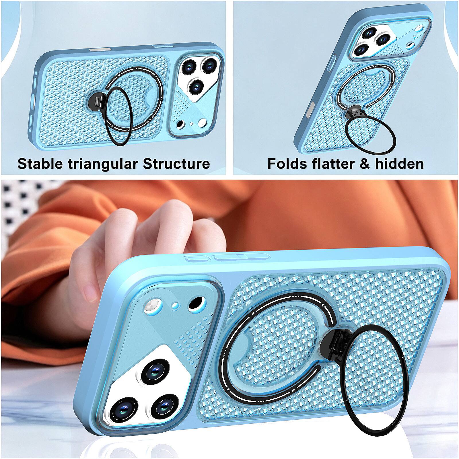 Stable triangular Structure  
Folds flatter & hidden