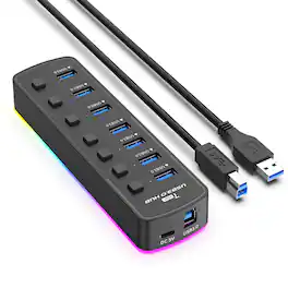 Cluzine - USB 3.0 4-Port Hub High Speed Multi Port Splitter USB Docking Station for PC