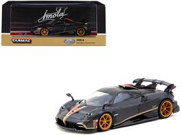 Pagani Imola Matt Black Carbon Fiber with Red Stripe "Global64" Series 1/64 Diecast Model by Tarmac Works - Matte Black
