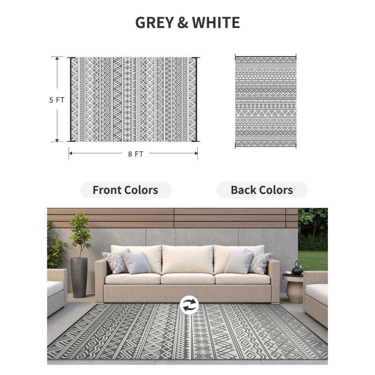 GREY & WHITE

5 FT  
8 FT

Front Colors  
Back Colors
