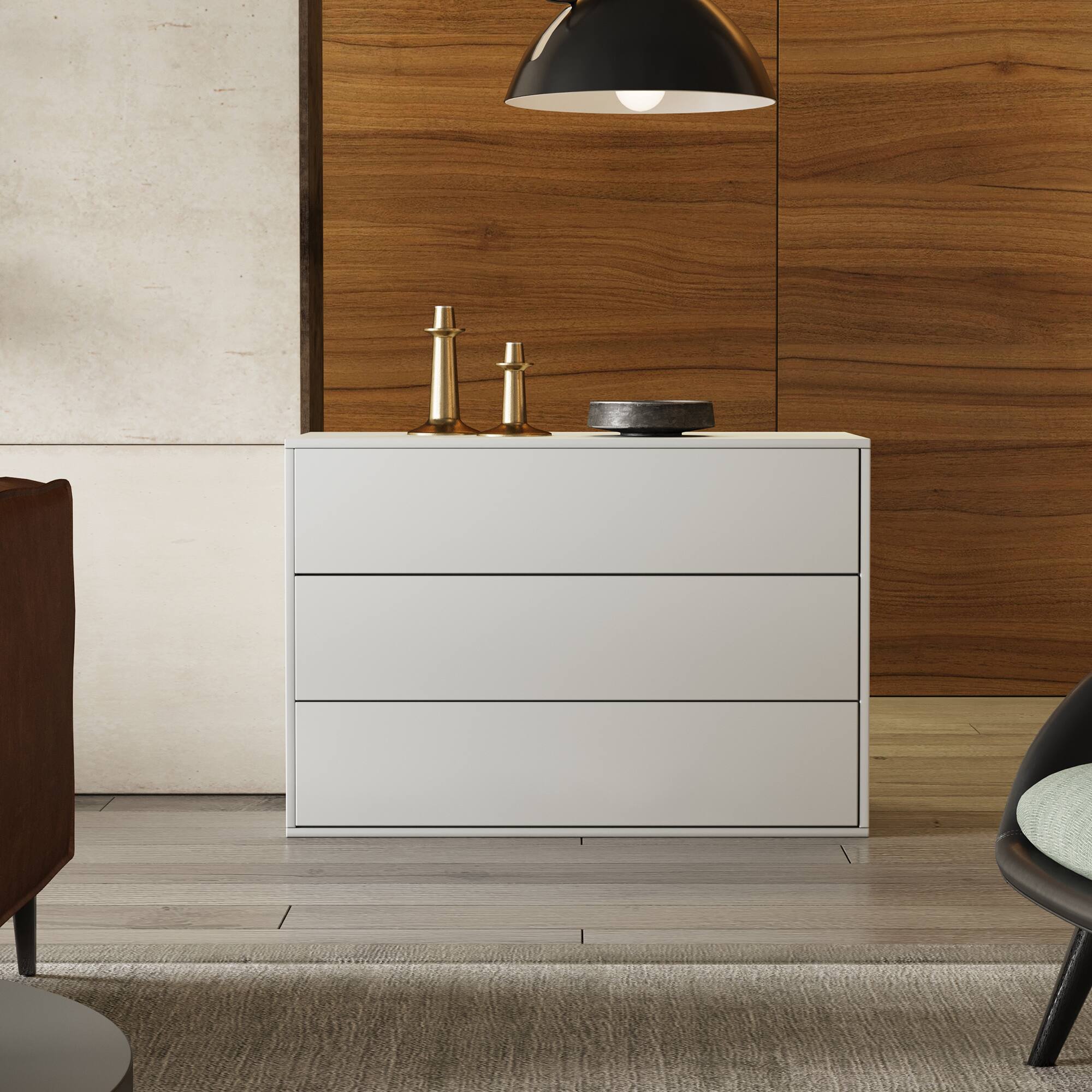 Alt View 2. luck idea - 31.4" Three-drawer storage cabine - Off-white.