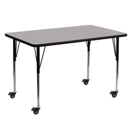 Emma + Oliver - Mobile 30x60 Rectangle HP Laminate Adjustable Activity Table - Gray