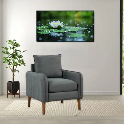 Front. Hivvago - Modern Fabric Armchair with Detachable Seat and Back Cushions - Gray.