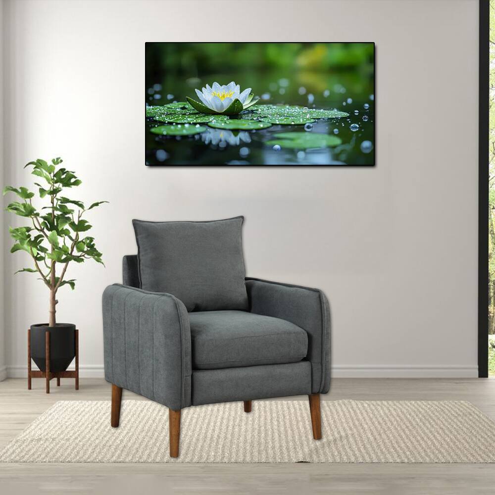 Front. Hivvago - Modern Fabric Armchair with Detachable Seat and Back Cushions - Gray.